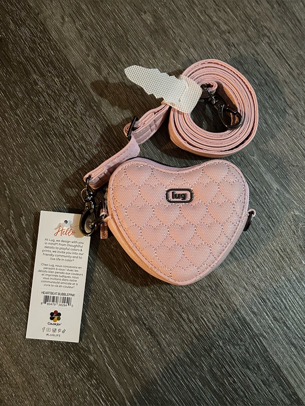 NWT Lug Heartbeat Bubble Pink Quilted Heart Small Crossbody Purse